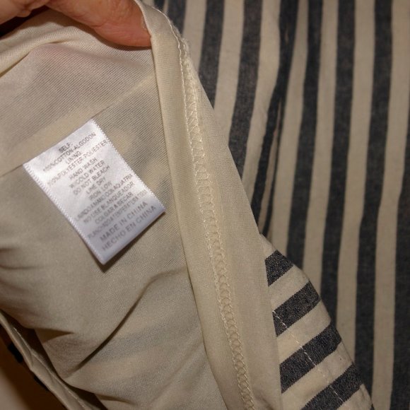 SOLD_____________Listicle Blue Ivory Stripes Babydoll Dress Small - Picture 6 of 7